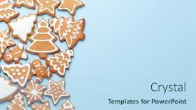  Presentation with cookies christmas - Colorful PPT theme enhanced with christmas-card-with-gingerbread-cookies backdrop and a sky blue colored foreground