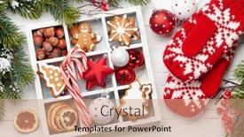  Presentation with cookies christmas - PPT layouts having christmas-card-with-gingerbread-cookies background and a coral colored foreground