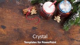  Presentation with mulled wine - Amazing slide set having christmas card with mulled wine hot drink gingerbread cookies and xmas fir tree branch view with space for your greetings backdrop and a tawny brown colored foreground