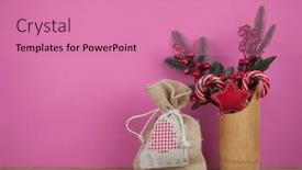  Presentation with pine cone - Colorful PPT theme enhanced with christmas-card-with-red-berries backdrop and a coral colored foreground