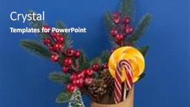  Presentation with pine cone - Amazing PPT layouts having christmas-card-with-red-berries backdrop and a ocean colored foreground