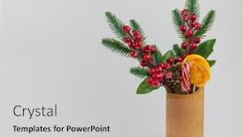  Presentation with pine cone - Cool new slide set with christmas-card-with-red-berries backdrop and a light gray colored foreground