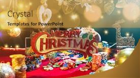  Presentation with roulette - Audience pleasing PPT theme consisting of christmas-casino-set-with-roulette backdrop and a yellow colored foreground