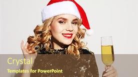  Presentation with christmas party - Colorful presentation enhanced with christmas-celebration-party-holiday-concept backdrop and a tawny brown colored foreground