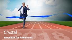  Presentation with lunar new year of the pig - Audience pleasing slide deck consisting of christmas champion - businessman running towards new year backdrop and a coral colored foreground