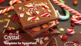  Presentation with christmas chocolate - Beautiful slides featuring christmas chocolate bark with peppermint backdrop and a tawny brown colored foreground