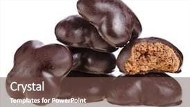  Presentation with christmas chocolate - Presentation design enhanced with christmas chocolate gingerbread isolated on a white background background and a tawny brown colored foreground