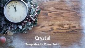  Presentation with christmas blank wooden signboard - Beautiful slide deck featuring christmas clock over snow wooden backdrop and a gray colored foreground