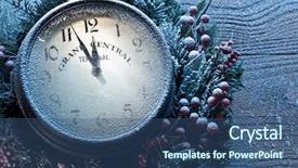  Presentation with snow - Amazing presentation design having christmas clock over snow wooden backdrop and a ocean colored foreground