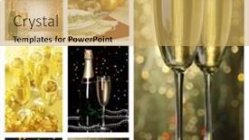  Presentation with champagne - Amazing presentation theme having christmas collage glasses of champagne on shine background backdrop and a yellow colored foreground