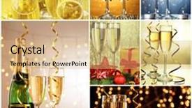  Presentation with champagne - Colorful slide deck enhanced with three chocolate mini cupcake on pink copy space backdrop and a lemonade colored foreground.