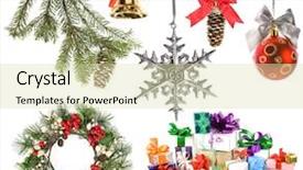  Presentation with baby jesus christmas rustic isolated - Cool new presentation theme with set isolated on white background backdrop and a soft green colored foreground