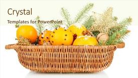  Presentation with fir tree - PPT layouts consisting of christmas-composition-in-basket background and a cream colored foreground