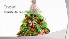  Presentation with spruce - Beautiful slide deck featuring christmas composition in shape of christmas tree with branches of thuja spruce and spices on white background flat lay backdrop and a white colored foreground