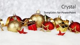  Presentation with christmas balls disco ball - Cool new PPT layouts with christmas composition is with colorful backdrop and a white colored foreground