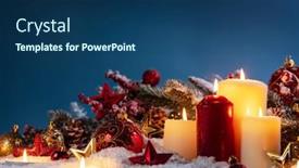  Presentation with christmas candles - Presentation consisting of christmas-composition-of-colorful-ornaments background and a ocean colored foreground