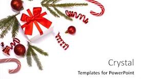  Presentation with christmas candy - Audience pleasing slide deck consisting of christmas-composition-of-green-fir backdrop and a white colored foreground