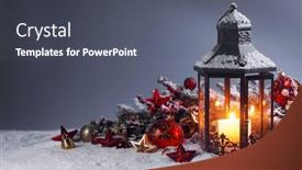 Presentation with christmas candles - Beautiful theme featuring christmas-composition-of-lantern-colorful backdrop and a dark gray colored foreground