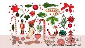  Presentation with festive season - Colorful slide set enhanced with christmas-composition-with-bauble-decorations backdrop and a coral colored foreground