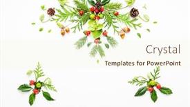  Presentation with christmas holly - PPT layouts enhanced with christmas-composition-with-branches background and a cream colored foreground