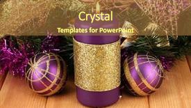  Presentation with purple gold - Beautiful presentation theme featuring christmas composition with candles and decorations in purple and gold colors on wooden background backdrop and a red colored foreground