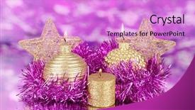  Presentation with purple gold - Presentation theme consisting of christmas composition with candles background and a lilac colored foreground