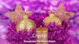  Presentation with purple gold - Audience pleasing PPT layouts consisting of christmas composition with candles and decorations in purple and gold colors on bright background backdrop and a violet colored foreground