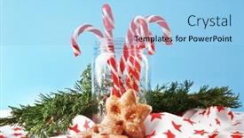  Presentation with candy canes - Slide deck enhanced with christmas composition with candy canes on blue background background and a light blue colored foreground