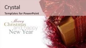  Presentation with text box - Beautiful theme featuring christmas composition with gift box and decorations with easy removable sample text backdrop and a coral colored foreground