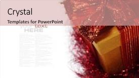  Presentation with text box - PPT layouts with christmas composition with gift box and decorations with easy removable sample text background and a coral colored foreground