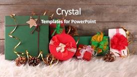  Presentation with christmas hamper gift traditional - Audience pleasing PPT layouts consisting of christmas composition with gift boxes backdrop and a  colored foreground
