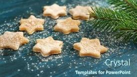  Presentation with cookies christmas - Presentation theme consisting of christmas composition with raw cookies and fir tree branch on dark background background and a ocean colored foreground