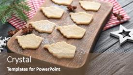  Presentation with cookies christmas - PPT theme featuring christmas composition with raw cookies on wooden table background and a violet colored foreground