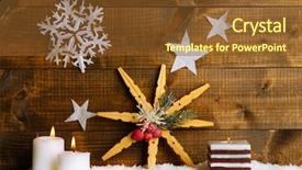  Presentation with snowflakes - Presentation enhanced with burning candles three green - christmas composition with snowflakes background and a tawny brown colored foreground