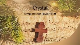  Presentation with christmas music - Amazing presentation having christmas composition with wooden cross backdrop and a yellow colored foreground