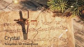  Presentation with christmas music - Presentation with christmas composition with wooden cross background and a coral colored foreground