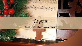  Presentation with christmas music - Presentation theme featuring christmas composition with wooden cross background and a lemonade colored foreground