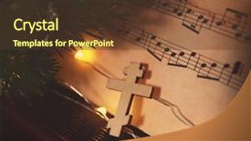  Presentation with christmas music - Cool new presentation theme with christmas composition with wooden cross backdrop and a tawny brown colored foreground