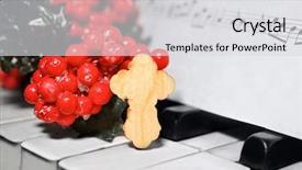  Presentation with wooden christian cross religious concept - Beautiful presentation featuring christmas composition with wooden cross backdrop and a light gray colored foreground