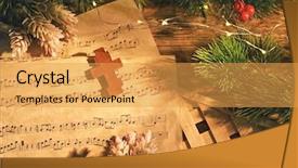  Presentation with music sheets - Amazing presentation theme having christmas composition with wooden cross backdrop and a yellow colored foreground
