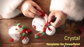  Presentation with wooden toy - Colorful PPT theme enhanced with christmas concept santa claus makes toy close up christmas decorations on wooden table backdrop and a tawny brown colored foreground