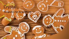  Presentation with traditional wood - Beautiful PPT theme featuring christmas concept with traditional gingerbread backdrop and a gold colored foreground