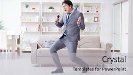  Presentation with concert - PPT theme consisting of christmas concert - drunk businessman celebrating background and a light gray colored foreground