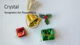  Presentation with hawaiian luau hanging decorative christmas - Colorful presentation design enhanced with christmas confetti and decorative items backdrop and a  colored foreground