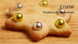  Presentation with shiny gold - Presentation design having christmas cookie decorated with shiny background and a yellow colored foreground