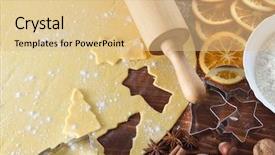 Presentation with dough - PPT theme enhanced with christmas cookie dough cookie cutters spices and nuts background and a lemonade colored foreground