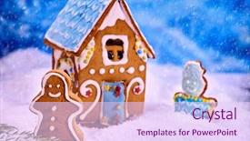  Presentation with gingerbread man - Cool new slides with christmas cookie house with blue backdrop and a pink colored foreground