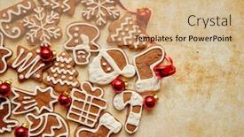  Presentation with shapes - Colorful presentation theme enhanced with christmas-cookies-compostion-on-table backdrop and a coral colored foreground