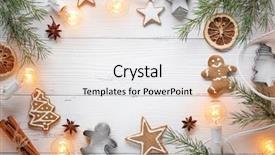  Presentation with cookies christmas - Amazing slide set having christmas cookies fir branch backdrop and a white colored foreground