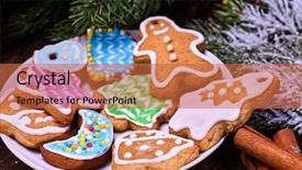  Presentation with delicious christmas cookies - PPT layouts featuring christmas cookies on plate background and a red colored foreground